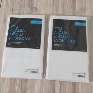 2pk My Classic Euro Pillow Protectors 26x26 White 100% Cotton 300 TC Zippered